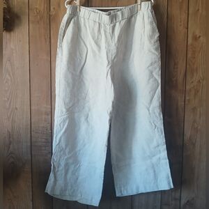 100% Linen Wide Legged Beige Pants Womens size 12